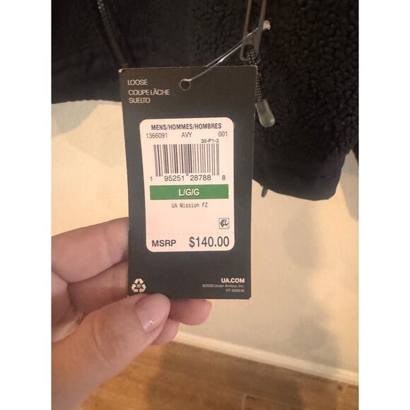 Men Under Armour UA Mission FZ Black Fleece Jacket Loose Fit Full Zip NWT - Picture 5 of 5